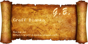 Greff Bianka névjegykártya